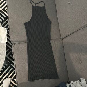 Elegant Black Ribbed Dress